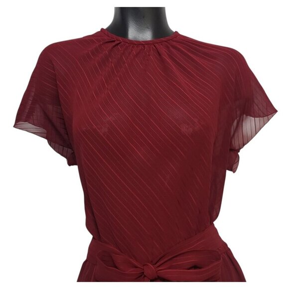 Vintage 1970s ROUTE ONE Midi Dress Pinstripe Semi-Sheer - Picture 3 of 14